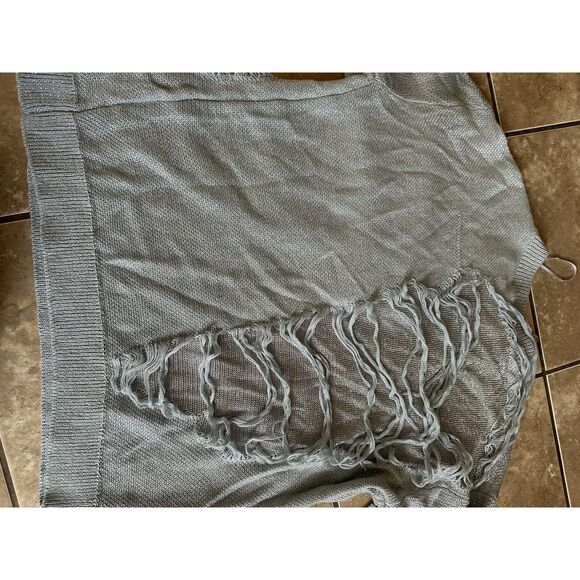 NWT Zara M Distressed Metallic Accent Fringe Pullover Sweater Cotton Blend - Picture 8 of 8